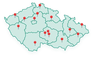 Mapa studijních center Basic v ČR
