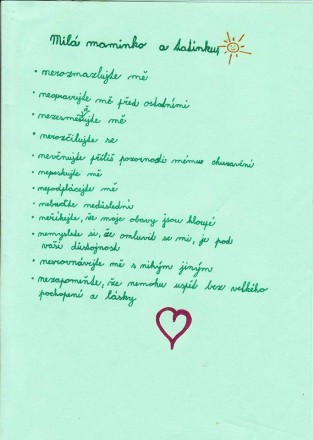 Milá maminko a tatínku...